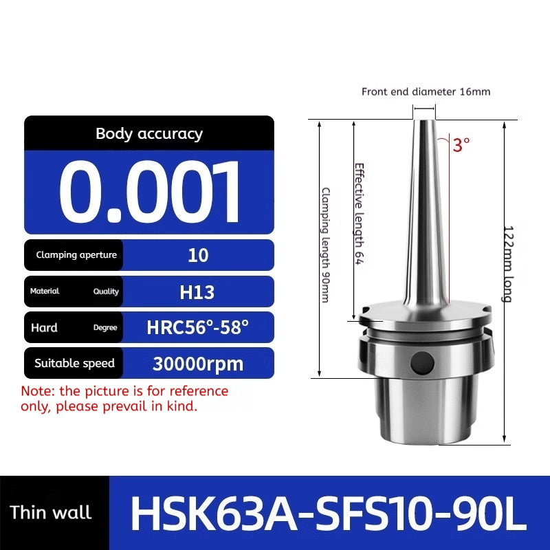 10022 HSK63 SFS Heat shrink holder Thin wall heat shrink holder Thin wall sintered handle Integrated SFS holder Shandong Denso Pricision Tools Co.,Ltd.